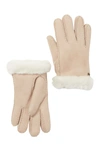 Ugg Genuine Dyed Shearling Slim Side Vent Gloves In Sand