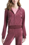 Juicy Couture Classic Logo Velour Hoodie In Wine