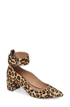 Linea Paolo Corwyn Ankle Strap Genuine Calf Hair Pump In Beige/ Black/ Brown Calf Hair