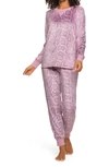 Felina Micro Fleece Long Sleeve Top & Joggers 2-piece Pajama Set In Snake Skin