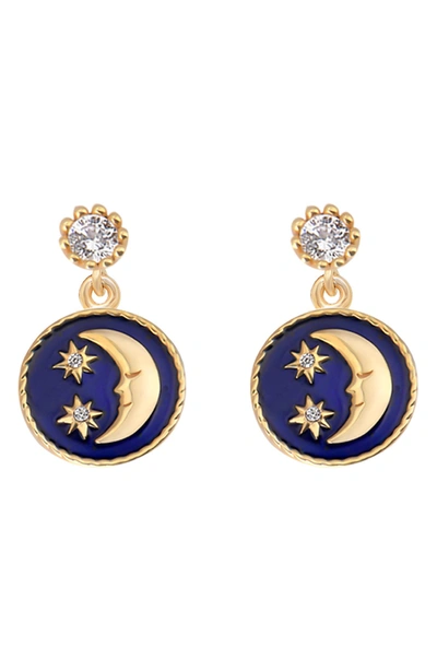 Gabi Rielle Love Is Love 14k Over Silver Cz Luna Adjustable Earrings In Gold