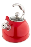 Viking 2.6qt Red Stainless Steel Whistling Kettle In Red