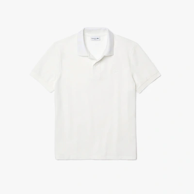 Lacoste Men's Slim Fit Lettered Neck Light Breathable Piqué Polo - Xxl - 7 In White