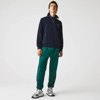 Lacoste High Neck Zipped Interlock Sweatshirt - S - 3 In Blue