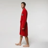 Lacoste Men's Embroidered Crocodiles Loose Cotton Blend Bathrobe - M/l In Red