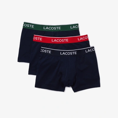 Lacoste Men's 3-pack Regular Fit Logo Waistband Boxer Briefs In Blue