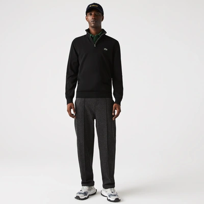 Lacoste Men's Zip-up High-neck Cotton Sweater - Xl - 6 In Black