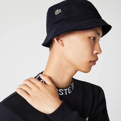 Lacoste Unisex Organic Cotton Bucket Hat - M In Blue