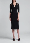 Dolce & Gabbana Jersey Calf-length Dress With Cut-outs In Black