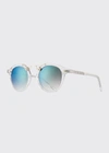 Krewe St. Louis Round Mirrored Sunglasses In Capri/crystal 24k