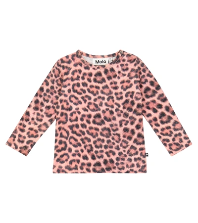 Molo Baby Eva Leopard-print Cotton-blend Top In Rose Jaguar