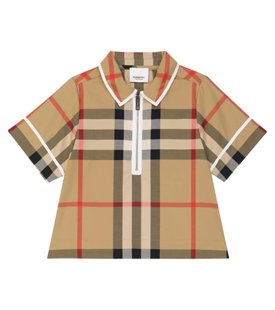 Burberry Kids' Vintage Check棉质混纺polo衫 In Archive Beige Ip Chk