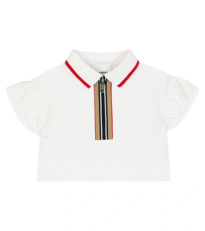 Burberry Babies' Icon Stripe棉质polo衫 In White