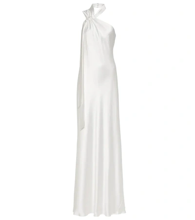 Galvan Casablanca Halterneck Satin-crepe Wedding Dress In White