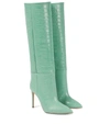 PARIS TEXAS CROC-EFFECT LEATHER KNEE-HIGH BOOTS,P00627013