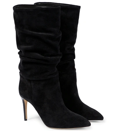 Paris Texas Slouchy Suede Boots In Black