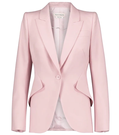 Alexander Mcqueen Single-breasted Wool Blazer In Pink