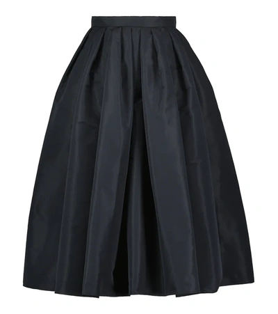 Alexander Mcqueen Pleated Polyfaille Midi Skirt In Black