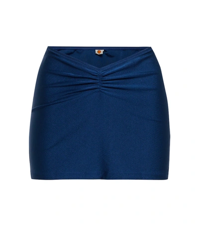 Tropic Of C Xebe High-rise Ruched Miniskirt In Indigo