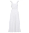 Chloé + Net Sustain Ruched Pleated Cotton-poplin Maxi Dress In White