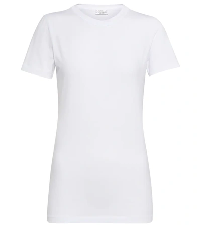 Brunello Cucinelli Cotton-blend T-shirt In White