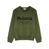 ALEXANDER MCQUEEN GREEN LOGO-PRINT COTTON SWEATSHIRT,4165633