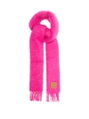 Loewe Leather-trimmed Fringed Mohair-blend Scarf In Pink