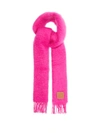 Loewe Leather-trimmed Fringed Mohair-blend Scarf In Shocking Pink