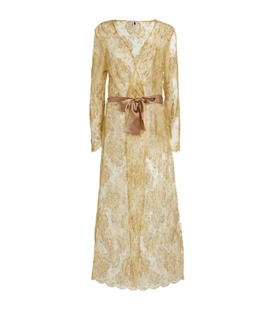 Gilda & Pearl Floral Embroidered Robe In Gold