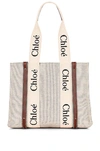 Chloé Medium Woody Tote Bag In White & Brown