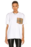 Burberry Women White Jersey Checked Twill-trimmed Cotton-jersey T-shirt Tee Shirt In White