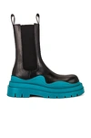 Bottega Veneta Tire Chunky-sole Leather Chelsea Boots In Black & Blaster