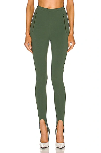 Wardrobe.nyc Zipped-hem High-rise Stretch-woven Leggings In Green