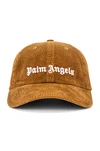 Palm Angels Logo-embellished Corduroy Cap In Beige