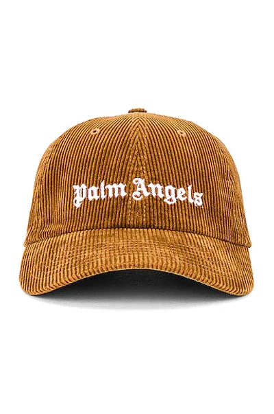 Palm Angels Logo-embellished Corduroy Cap In Beige