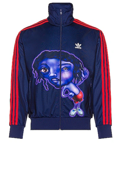 Adidas X Kerwin Frost Alien Graphic Print Zip-up Jacket In Blue
