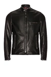 Schott Waxed Natural Pebbled Cowhide Cafe Leather Jacket In Black