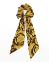 Versace Baroque Printed Silk Twill Scrunchie In 5p220 Candy Gold
