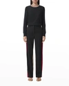 Burberry Tilda Saddle Stripe Cashmere-blend Sweater In Black