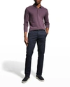 Vince Garment Dyed Long Sleeve Polo In Washed Shadow Mou