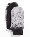 Surell Accessories Faux-fur Knit Mittens In Black Frost