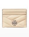 TORY BURCH KIRA CHEVRON-QUILTED EMBELLISHED LOGO CARD CASE,PROD248190096