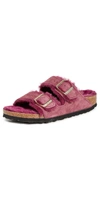 Birkenstock Brikenstock Women's Arizona Faux Shearling Slide Sandals In Red