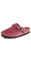Birkenstock Boston Shearling-lined Suede Clogs In Maroon/maroon