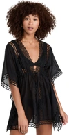 Charo Ruiz Kayla Black Lace-trimmed Cotton-blend Kaftan In Black