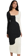 Mara Hoffman + Net Sustain Amy Two-tone Tencel Modal-cloqué Midi Dress In Cream Black