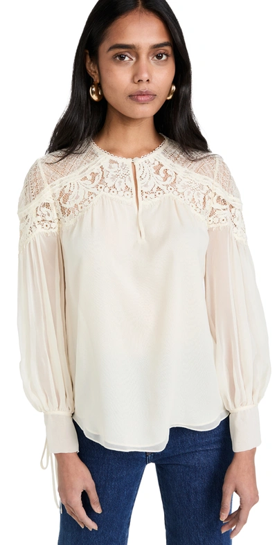 Rebecca Taylor Chiffon Long-sleeve Blouse In Nocolor
