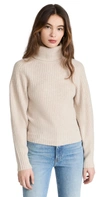 Vince Open Back Cashmere Turtleneck Sweater In H Pampas