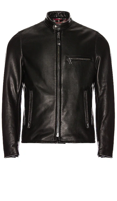 SCHOTT WAXED NATURAL PEBBLED COWHIDE CAFE LEATHER JACKET,SCHF-MO32