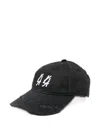 44 Label Group 44 Distressed Cotton Gabardine Cap In Black